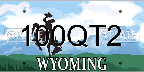 100QT2 Wyoming License Plate