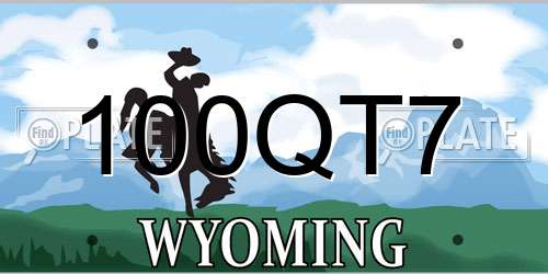 100QT7 Wyoming License Plate