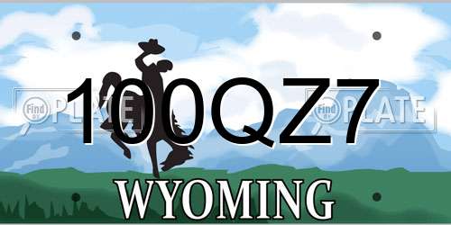 100QZ7 Wyoming License Plate