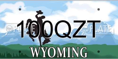 100QZT Wyoming License Plate