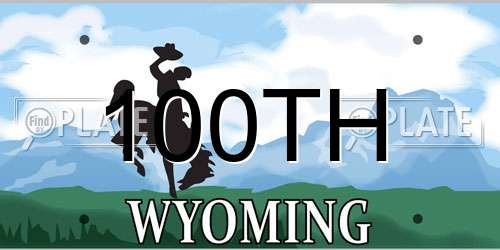 100TH Wyoming License Plate