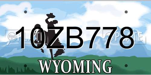 10ZB778 Wyoming License Plate