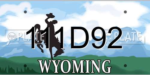 111D92 Wyoming License Plate