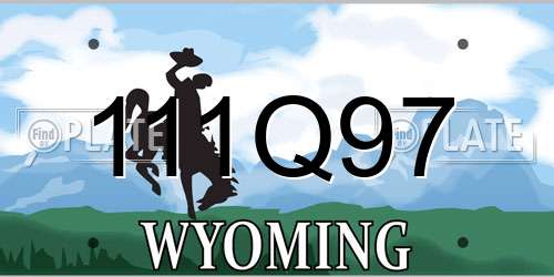 111Q97 Wyoming License Plate