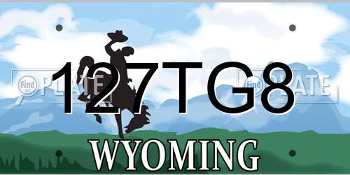 127TG8 Wyoming License Plate