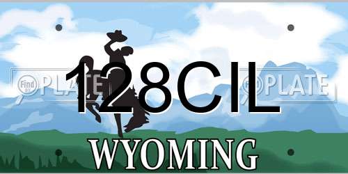 128CIL Wyoming License Plate