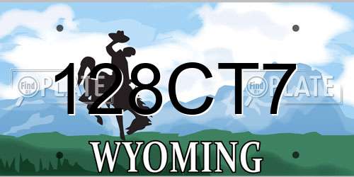 128CT7 Wyoming License Plate