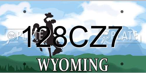 128CZ7 Wyoming License Plate