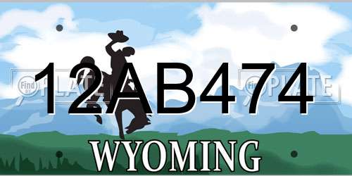 12AB474 Wyoming License Plate