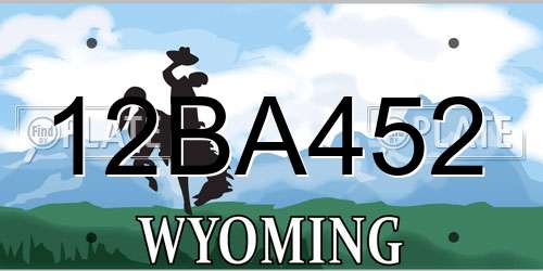 12BA452 Wyoming License Plate
