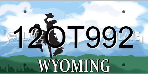 12OT992 Wyoming License Plate