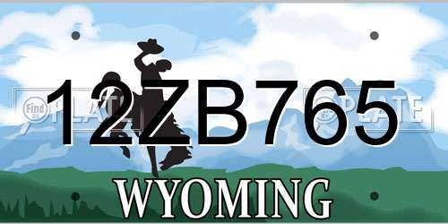 12ZB765 Wyoming License Plate