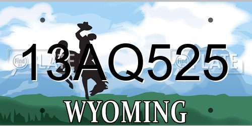 13AQ525 Wyoming License Plate