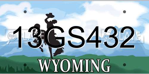 13GS432 Wyoming License Plate