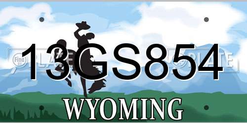 13GS854 Wyoming License Plate