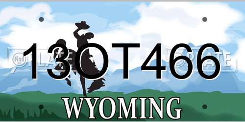 13OT466 Wyoming License Plate