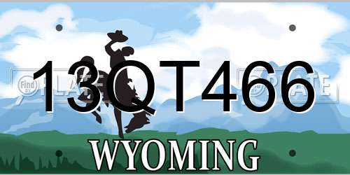 13QT466 Wyoming License Plate