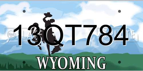 13QT784 Wyoming License Plate