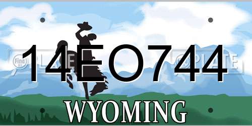 14EO744 Wyoming License Plate