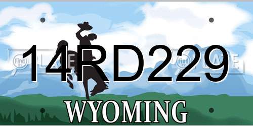 14RD229 Wyoming License Plate