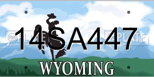 14SA447 Wyoming License Plate