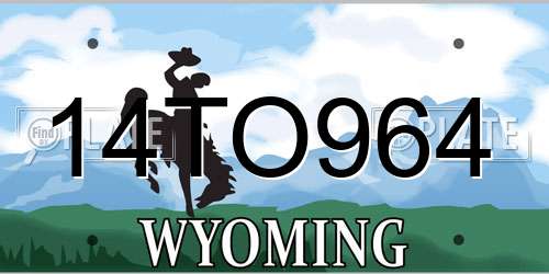 14TO964 Wyoming License Plate
