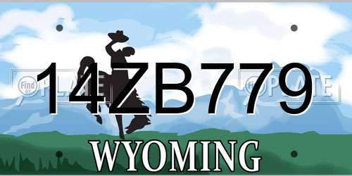 14ZB779 Wyoming License Plate