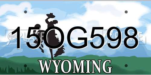 15OG598 Wyoming License Plate