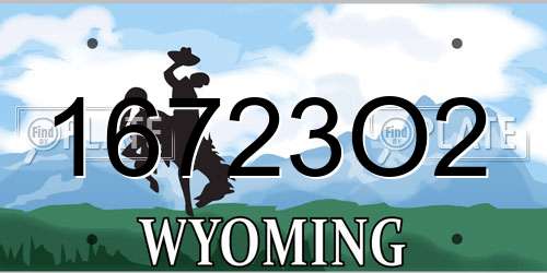 16723O2 Wyoming License Plate
