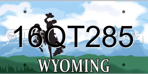 16QT285 Wyoming License Plate