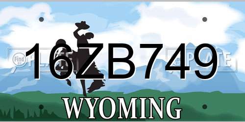 16ZB749 Wyoming License Plate