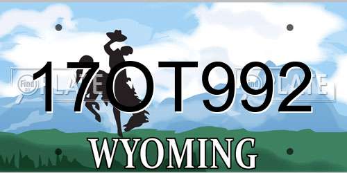 17OT992 Wyoming License Plate