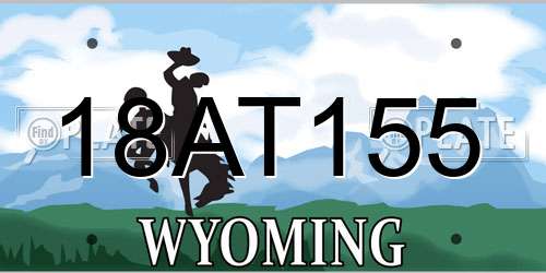 18AT155 Wyoming License Plate