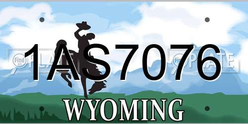 1AS7076 Wyoming License Plate