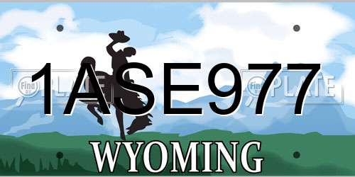 1ASE977 Wyoming License Plate
