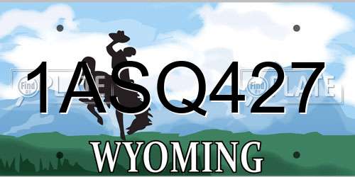 1ASQ427 Wyoming License Plate