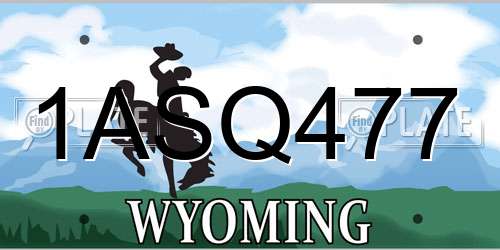 1ASQ477 Wyoming License Plate