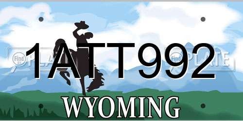 1ATT992 Wyoming License Plate