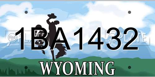 1BA1432 Wyoming License Plate