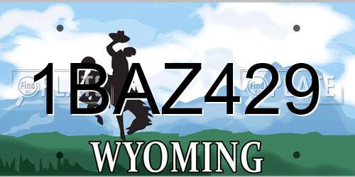 1BAZ429 Wyoming License Plate