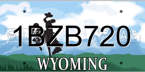 1BZB720 Wyoming License Plate