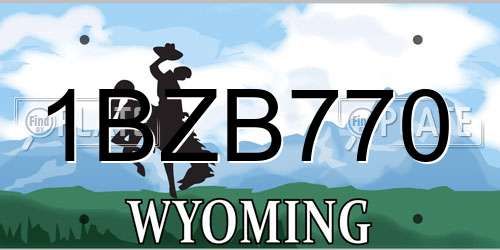 1BZB770 Wyoming License Plate