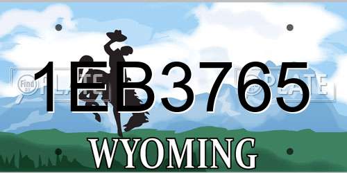 1EB3765 Wyoming License Plate