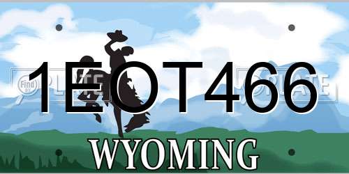 1EOT466 Wyoming License Plate