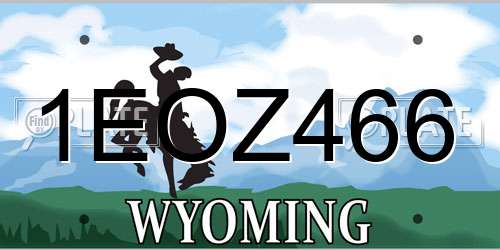 1EOZ466 Wyoming License Plate