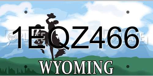 1EQZ466 Wyoming License Plate
