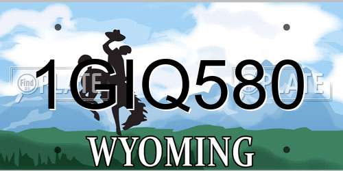 1GIQ580 Wyoming License Plate
