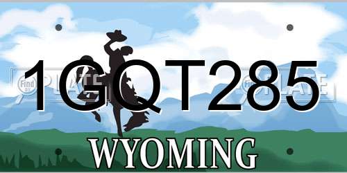 1GQT285 Wyoming License Plate
