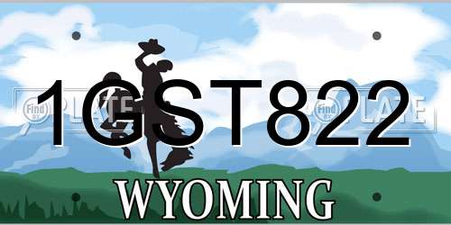 1GST822 Wyoming License Plate