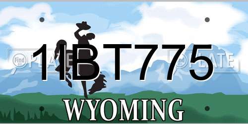 1IBT775 Wyoming License Plate